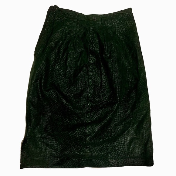 green black snake print black tight midi skirt - Picture 4 of 4